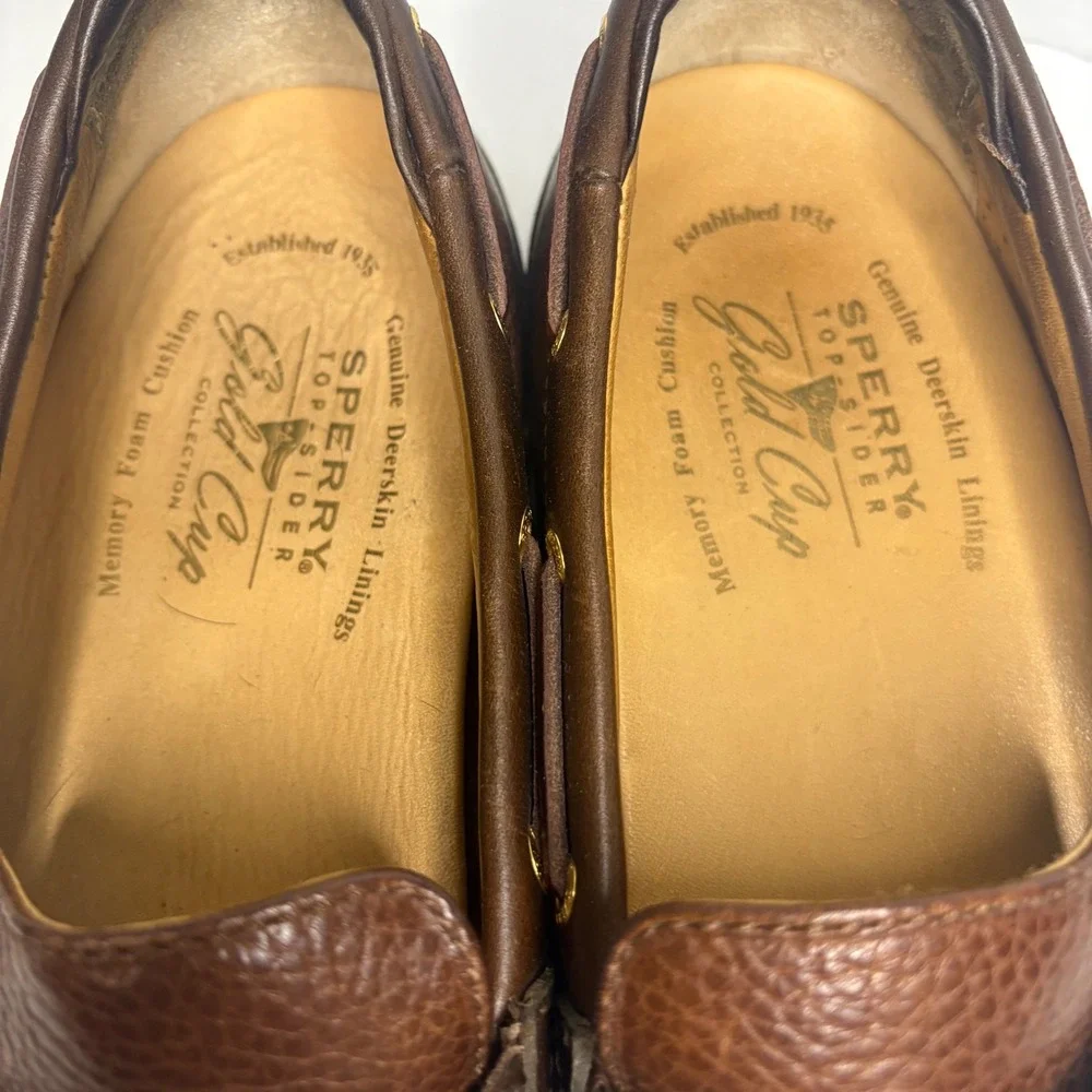 Sperry Gold Cup Vibram Loafers Men's 11.5M Brown‎ Leather Moccasin Slip‑On